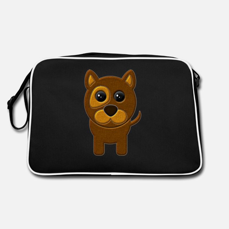 Perrito de peluche - Retro Tasche - Schwarz/Weiß