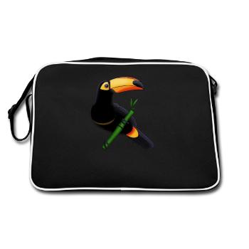 Idée cadeau Toucan tropiques forêt tropicale - Sac Retro - noir/blanc - Dos