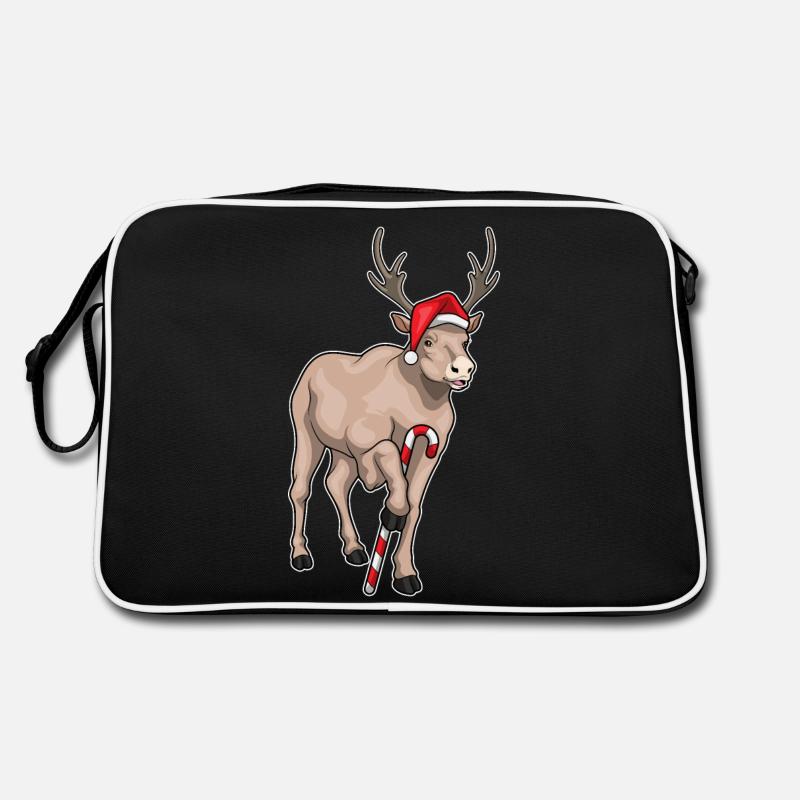 Reindeer Christmas Candy Cane Retro Bag