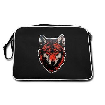 Illustration von mystischer Tierwelt und Blumen - Retro Tasche - Schwarz/Weiß - Hinten