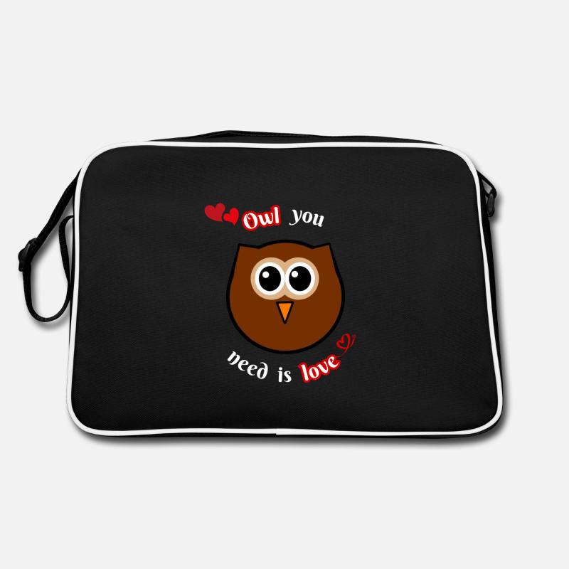 Eule Große Liebe - Retro Tasche - Schwarz/Weiß
