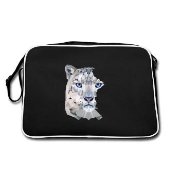 Snow Leopard Split - Retro Tasche - Schwarz/Weiß - Hinten