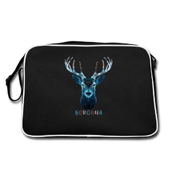 Hirsch Bergbua Hirsch Geschenk Dorffest Wandern - Retro Tasche - Schwarz/Weiß - Hinten