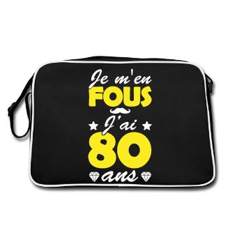 je m en fous j ai 80 ans / cadeau 80 ans - Sac Retro - noir/blanc - Dos
