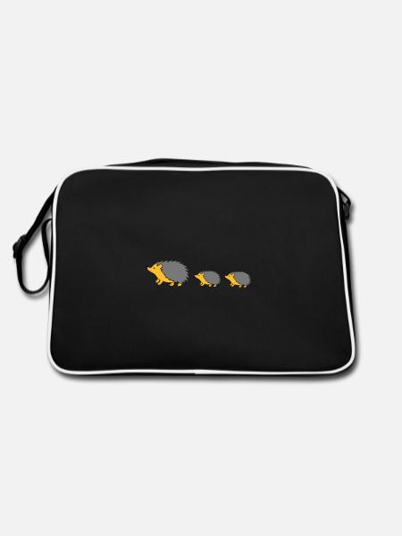 hedgehog family - Retro Bag - black/white - Back