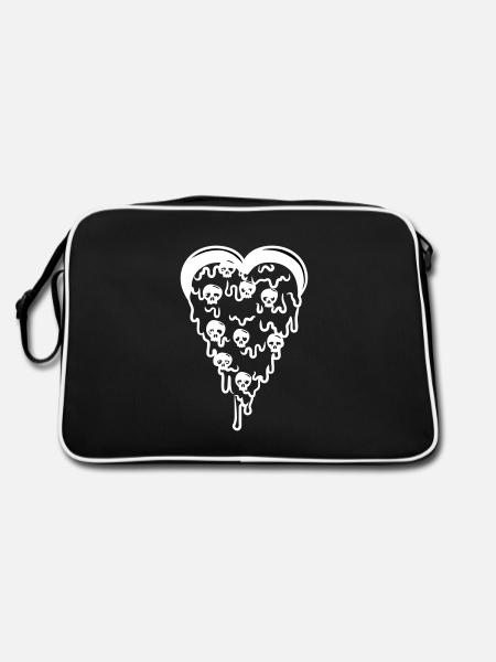 Pizza der Totenköpfe - Retro Tasche - Schwarz/Weiß - Hinten