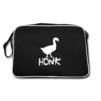 Funny Goose Design Quote Honk Goose Graphic - Retro Bag - black/white - Back