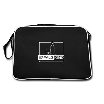 Pfalz - Pfälzer Dialekt - Kinder aus der Pfalz - Retro Tasche - Schwarz/Weiß - Hinten