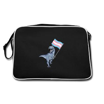 Trans Dinosaur Pride Flag LBGT+ Gay Lesbian TRex - Retro Bag - black/white - Back