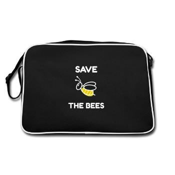 Rettet die Bienen - Save the Bees - Bienen - Retro Tasche - Schwarz/Weiß - Hinten