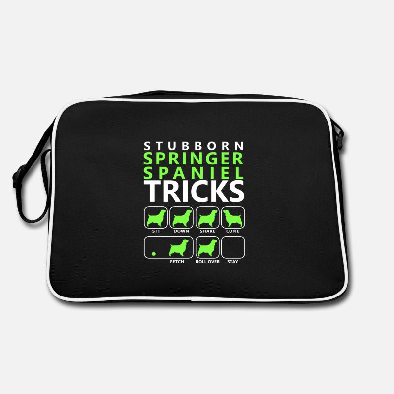 Stubborn Springer Spaniel Tricks - Retro Bag - black/white