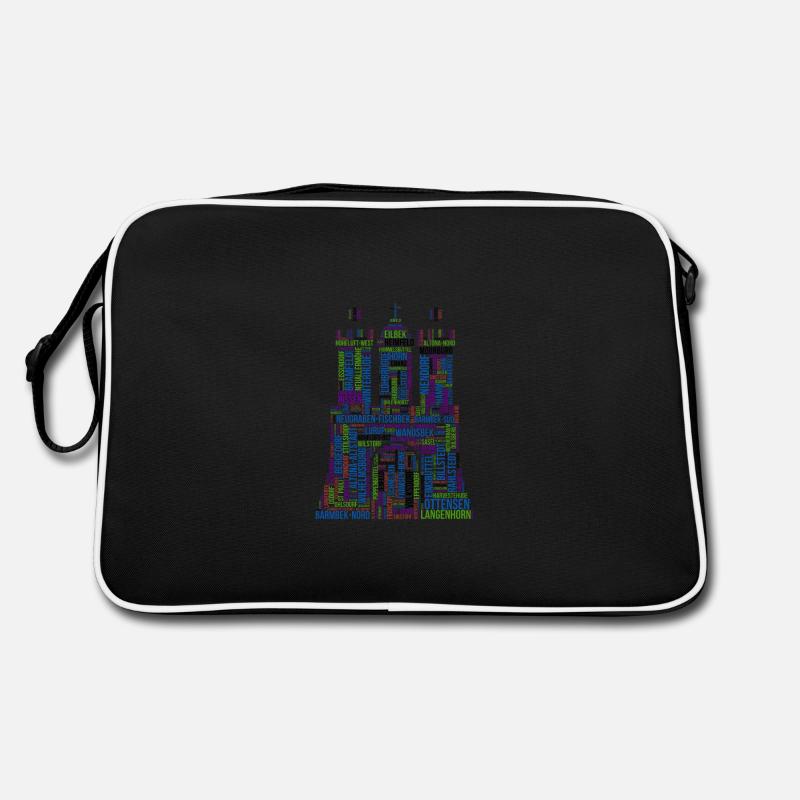 Hamburg Wordcloud Design Districts - Retro Bag - black/white