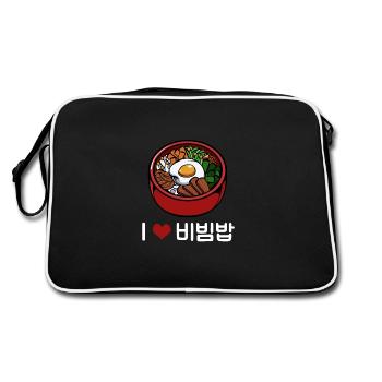 I Love Bibimbap Korean dish eat rice - Retro Bag - black/white - Back