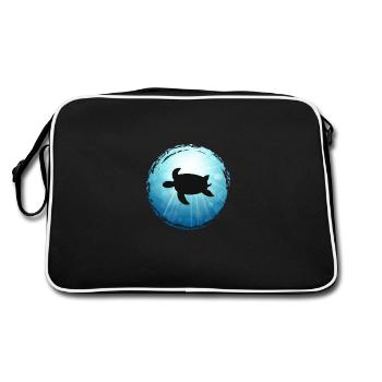 Tortue bleu océan plongée apnée plongée en mer - Sac Retro - noir/blanc - Dos