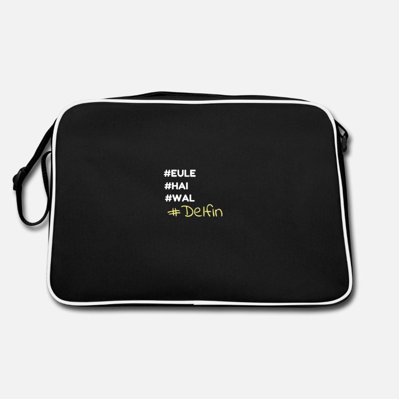 Delfin! Eule Hai Wal - Retro Tasche - Schwarz/Weiß