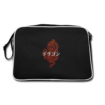 Dragon with Japanese characters Kanji - Retro Bag - black/white - Back