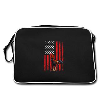 Coq de combat de coq de drapeau américain - Sac Retro - noir/blanc - Dos
