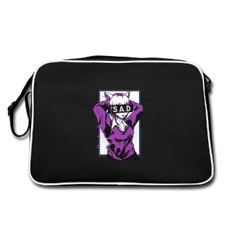 Senpai Sad Girl Anime Manga E Girl Notice Me - Retro Bag - black/white - Back