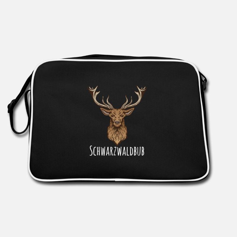 Schwarzwaldbub lustiger Spruch Design Hirsch - Retro Tasche - Schwarz/Weiß