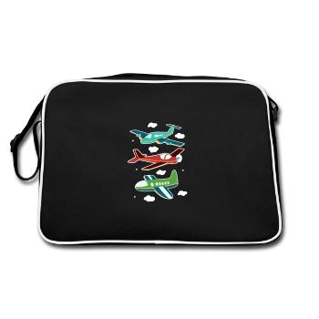 T-shirt Aviator Pilot Sky Clouds pour enfants - Sac Retro - noir/blanc - Dos