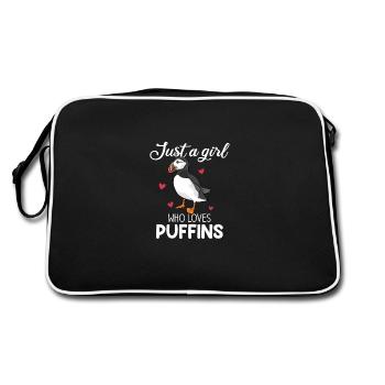 Just A Girl Who Loves Puffins, puffin - Retro Bag - black/white - Back