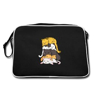 Cute Kitty Stack Anime Cats Kawaii Cat - Retro Bag - black/white - Back
