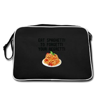 Eat Spaghetti To Forgetti Your Regretti Funny Food - Retro Bag - black/white - Back