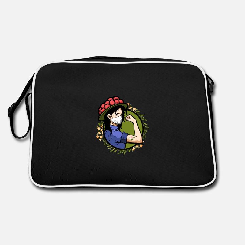 Bollenhut & Schwarzwald Geschenk | Schwarzwald - Retro Tasche - Schwarz/Weiß
