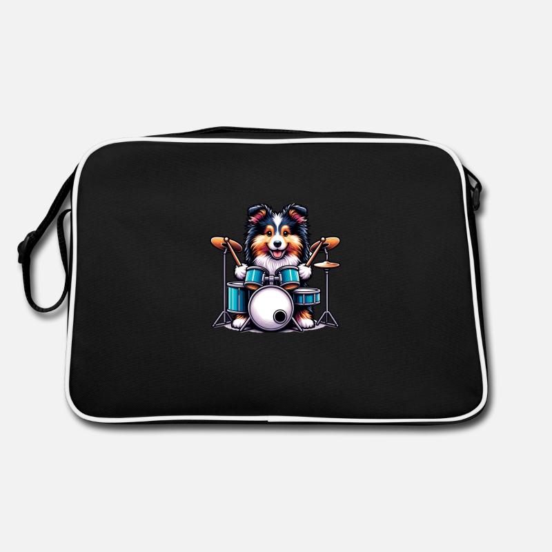 Cooler Sheltie Drummer Puppy Design Retro Tasche