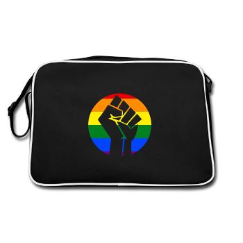 Rainbow Fist Circle - Retro Tasche - Schwarz/Weiß - Hinten