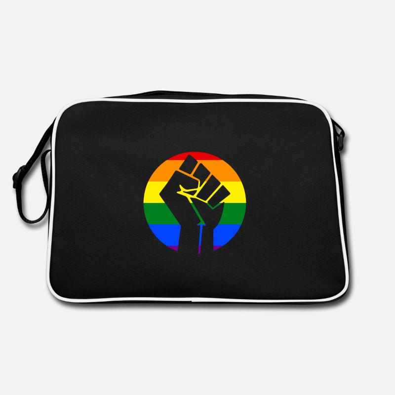 Rainbow Fist Circle - Retro Tasche - Schwarz/Weiß