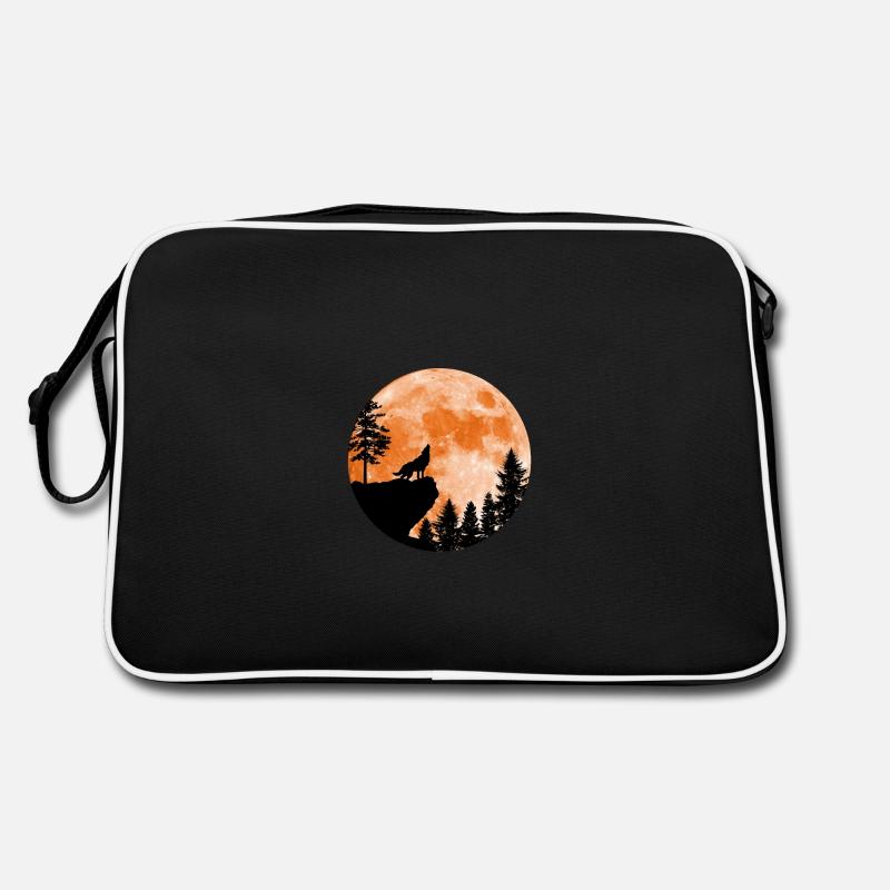 Howling Wolf Moon - Heulender Wolf Retro Tasche