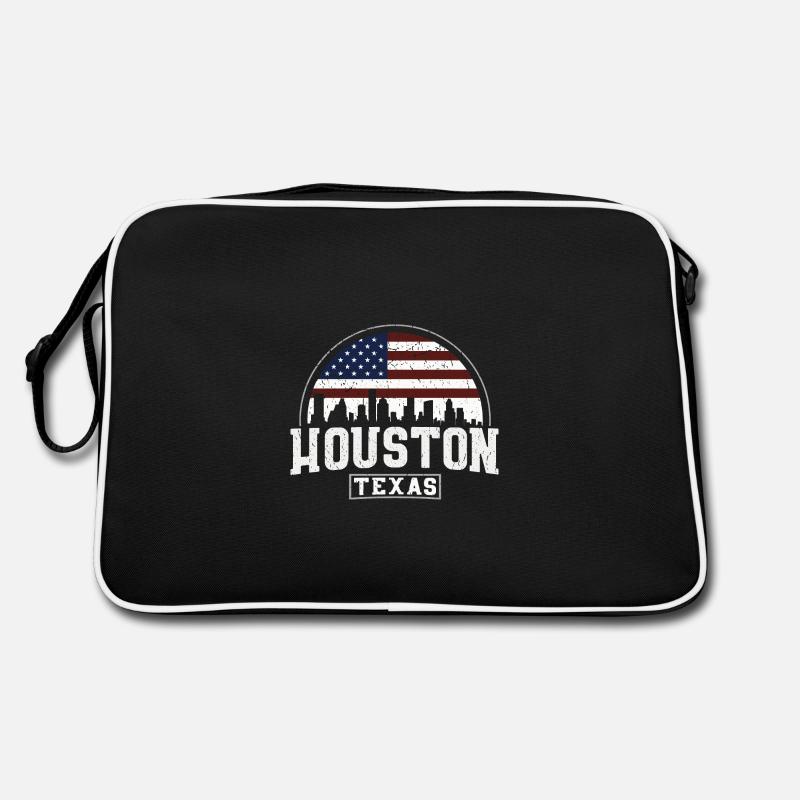Houston TX Skyline - Texas - Retro Tasche - Schwarz/Weiß