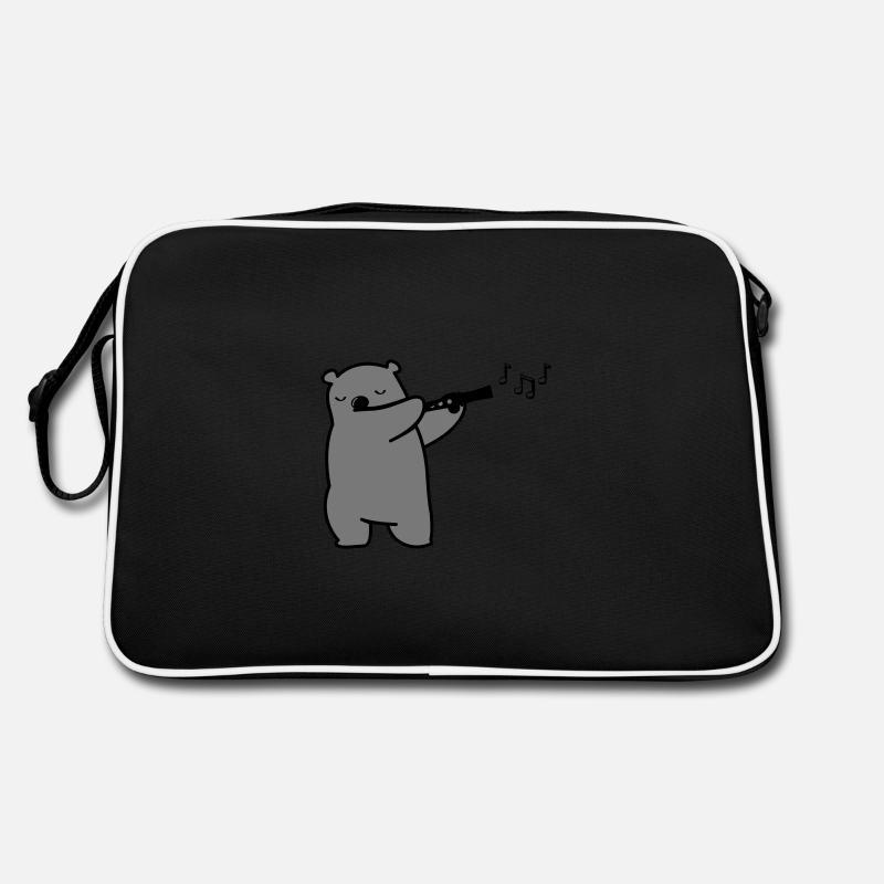 bear plays flute Retro Bag