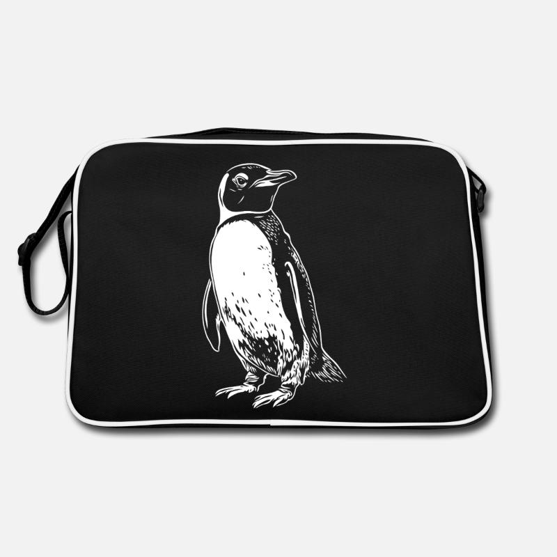 Dessin du pingouin blanc - Sac Retro - noir/blanc