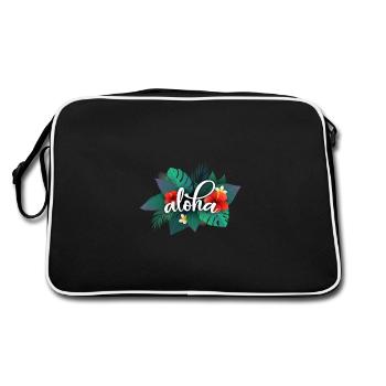 Hawaii aloha fleurs tropicales tropicales - Sac Retro - noir/blanc - Dos