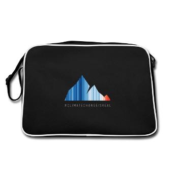 Global warming stripes - gray font - Retro Tasche - Schwarz/Weiß - Hinten