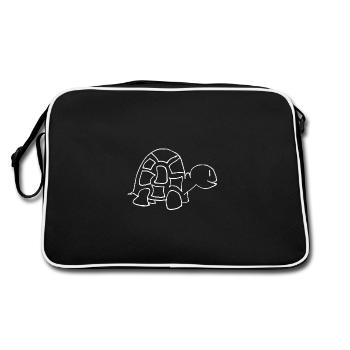 Turtle drawing (white) - Retro Bag - black/white - Back