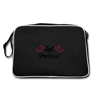 just married - Retro Tasche - Schwarz/Weiß - Hinten