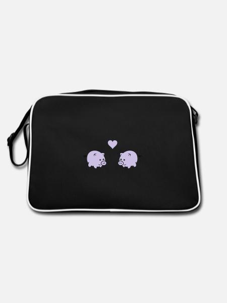 pigs in love - Retro Tasche - Schwarz/Weiß - Hinten