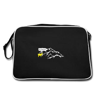 Der Berg ruft! - Retro Tasche - Schwarz/Weiß - Hinten