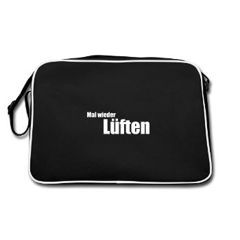 Mal wieder lüften, Lüft Reminder gegen Corona - Retro Tasche - Schwarz/Weiß - Hinten