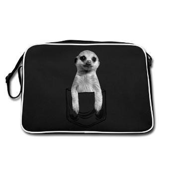 Baby meerkat in pocket pocket - Retro Bag - black/white - Back