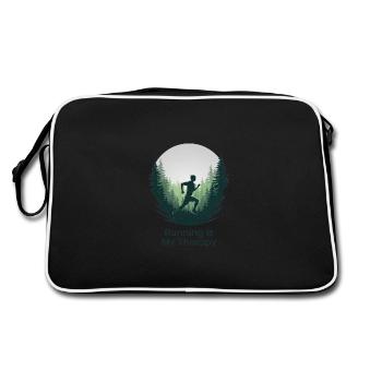 La course à pied est ma thérapie – Courir dans la nature - Sac Retro - noir/blanc - Dos