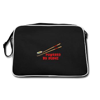 POWERED BY SUSHI - Retro Tasche - Schwarz/Weiß - Hinten