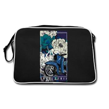 Hirondelle (bleu) // Illustration - Sac Retro - noir/blanc - Dos