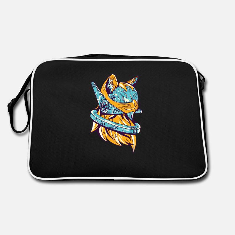 Cyborg Katze Retro Tasche