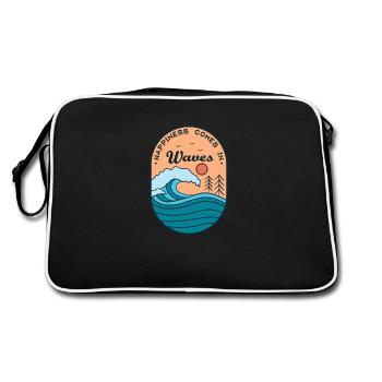 Waves Landscape Nature Surfing Holiday Gift - Retro Bag - black/white - Back