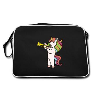 Cool trumpet colorful unicorn unicorn girl - Retro Bag - black/white - Back