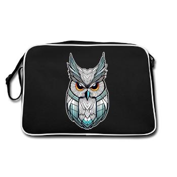Cooles Eulen Symbol - Retro Tasche - Schwarz/Weiß - Hinten